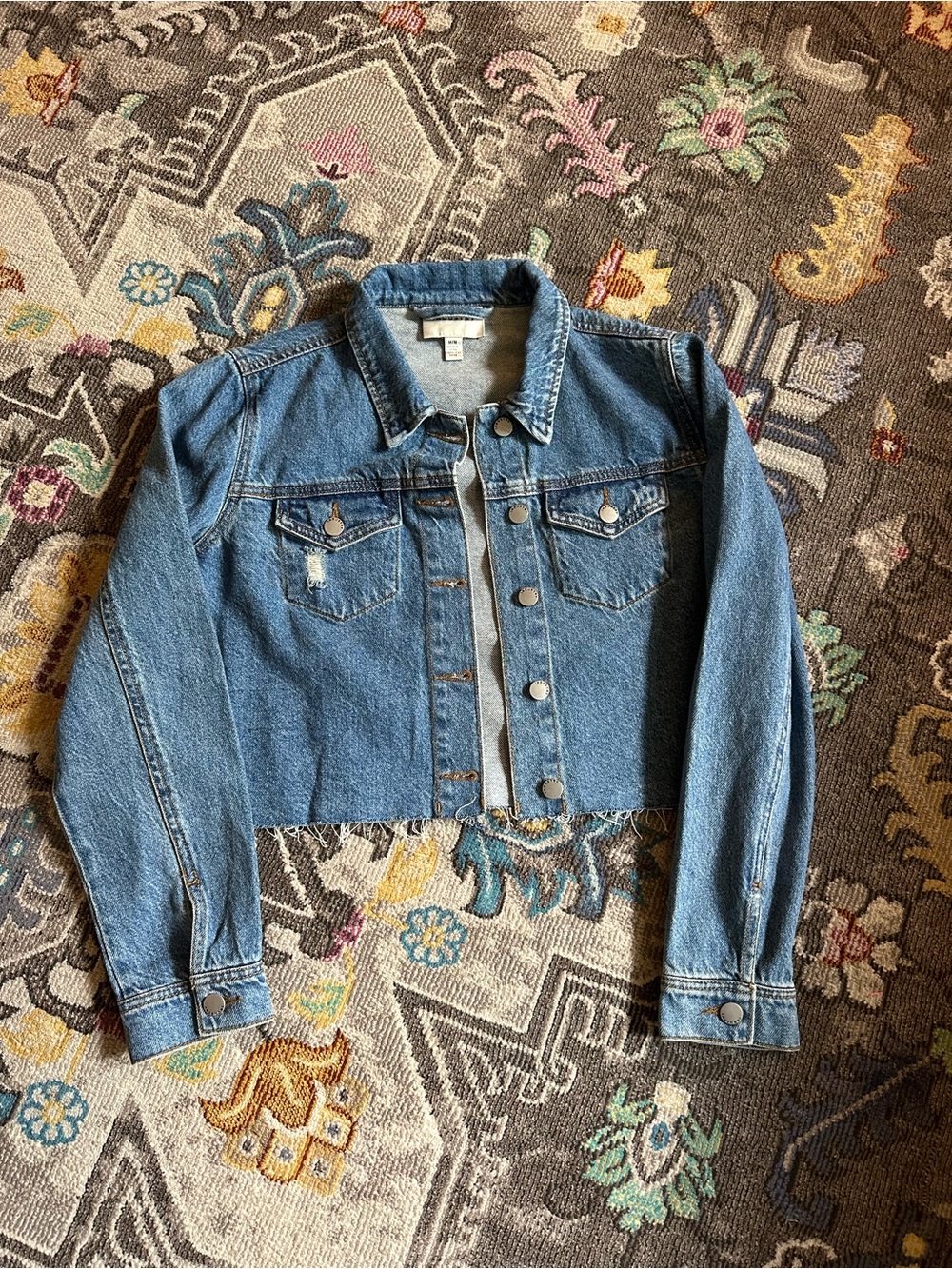 Industry Republic Clothing Cropped Denim Jacket - Medium Wash (Size M)